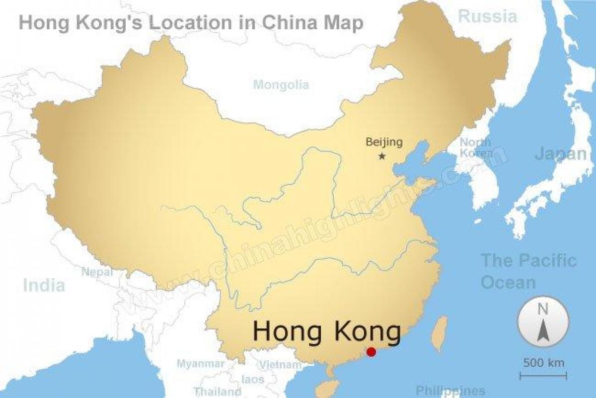 mapa Chin i Hongkongu