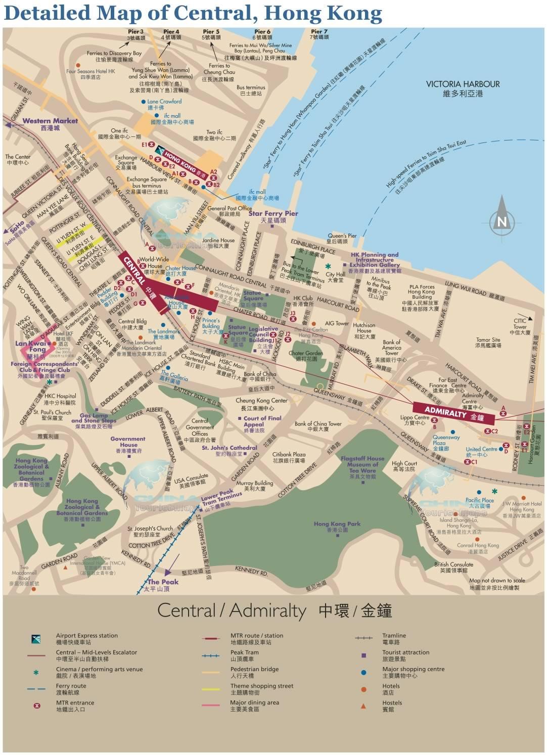 Centrum Hongkongu mapie