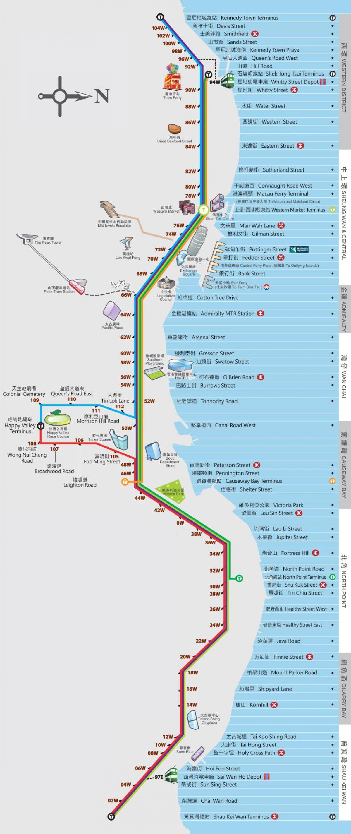Hong kong Ding Ding mapie tramwaj