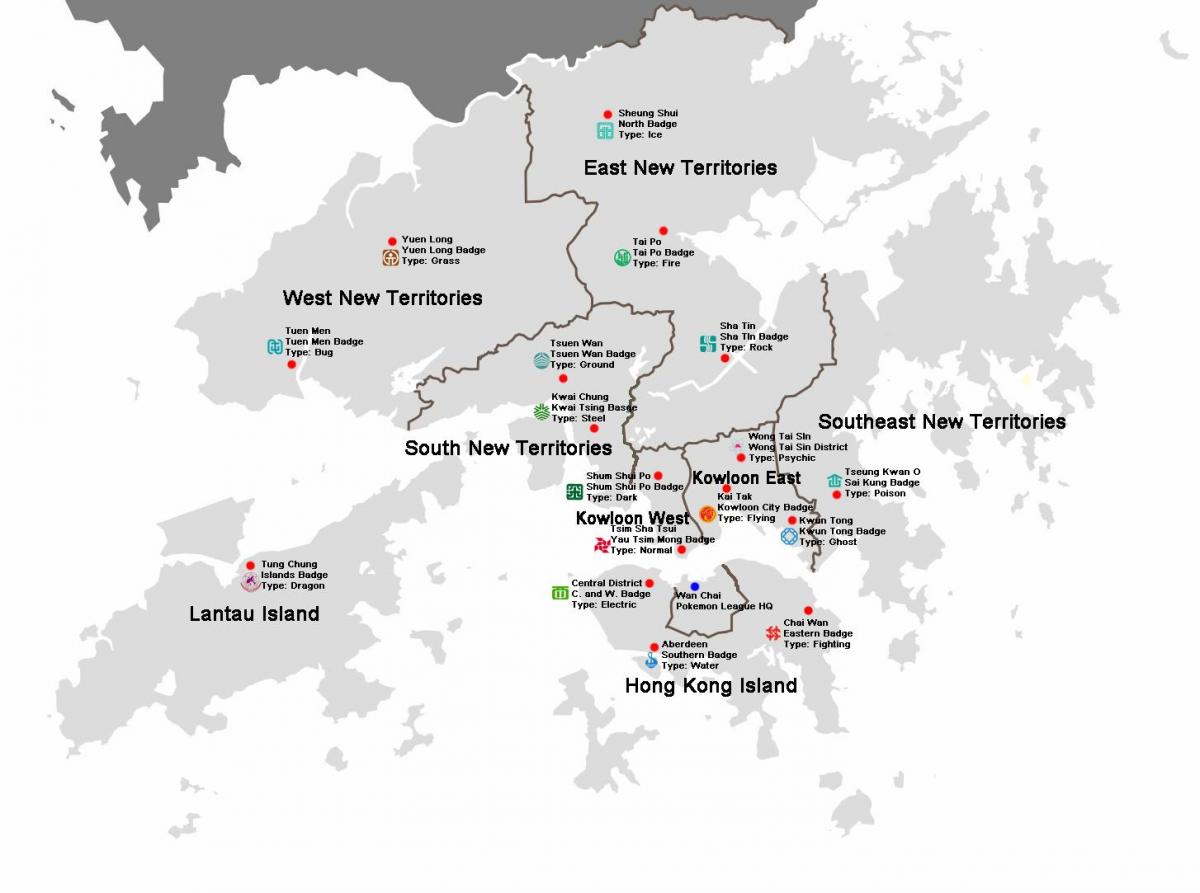 mapa dzielnic Hongkongu