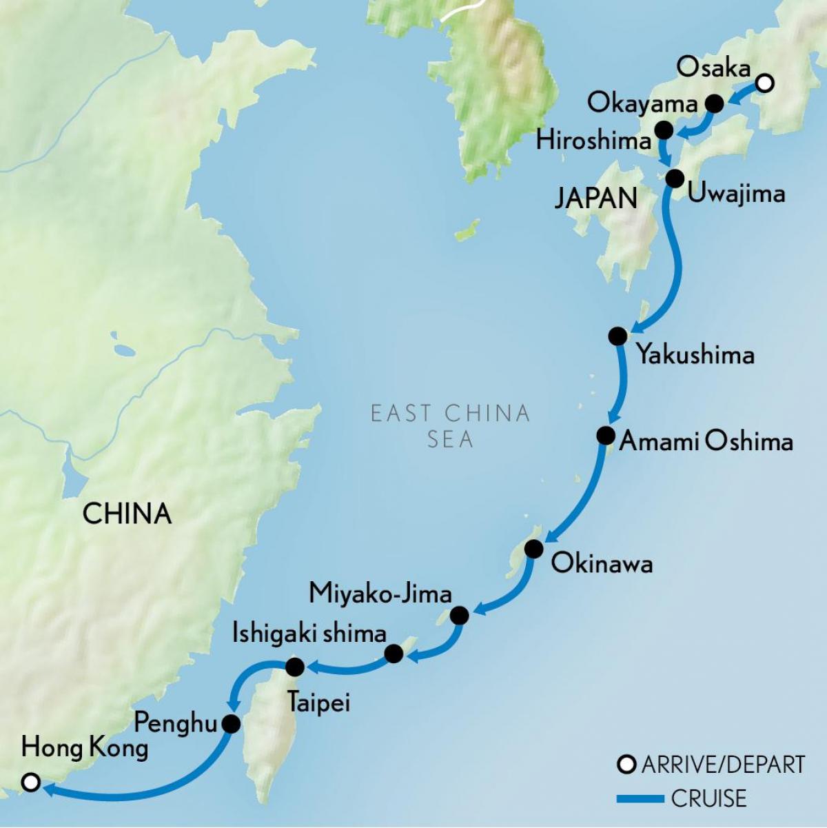 mapa Hongkongu i Japonii