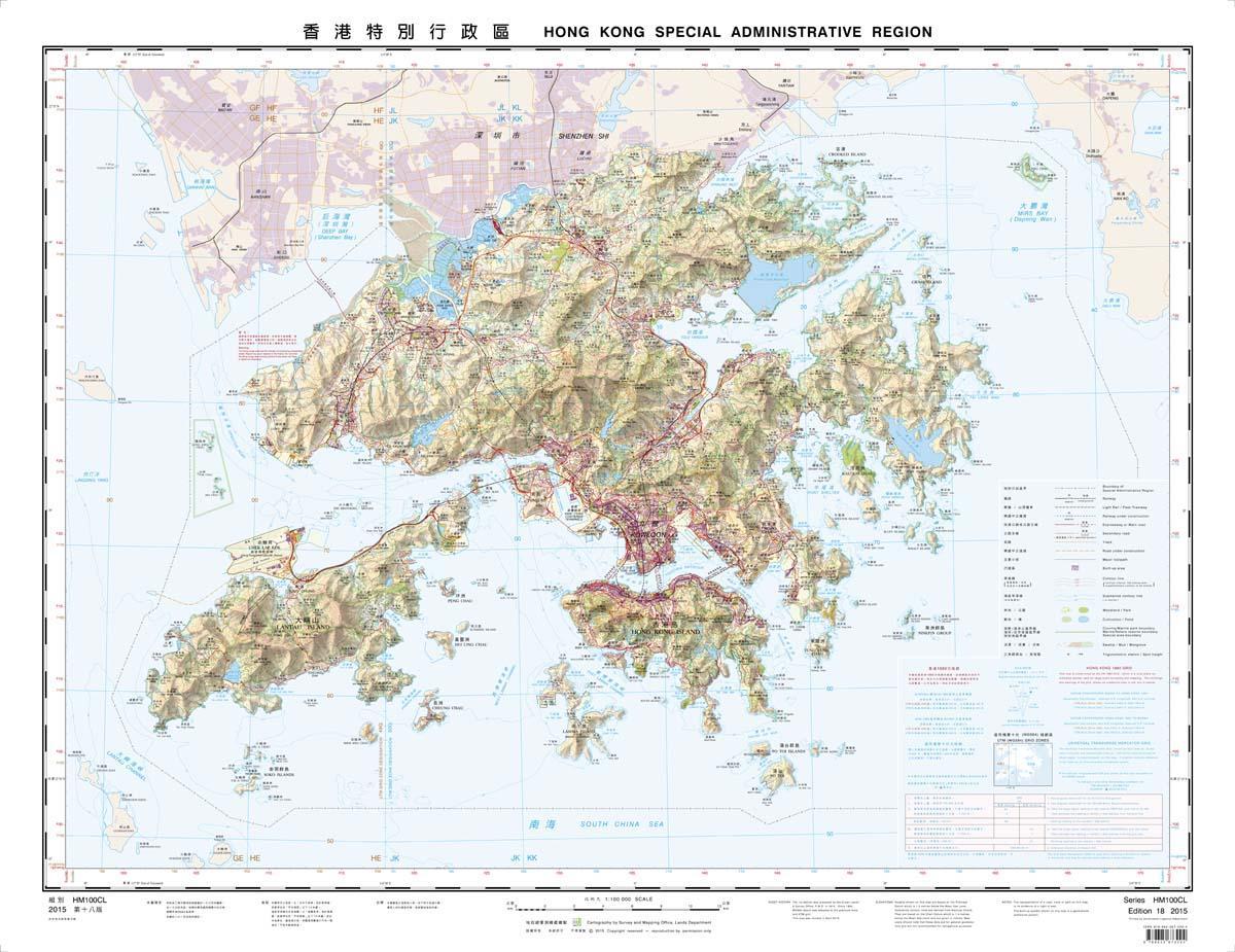 mapa konturowa Hongkongu