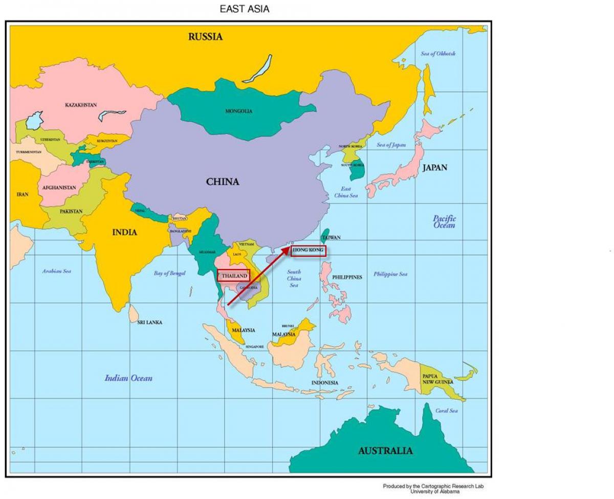 Hongkong na mapie Azji