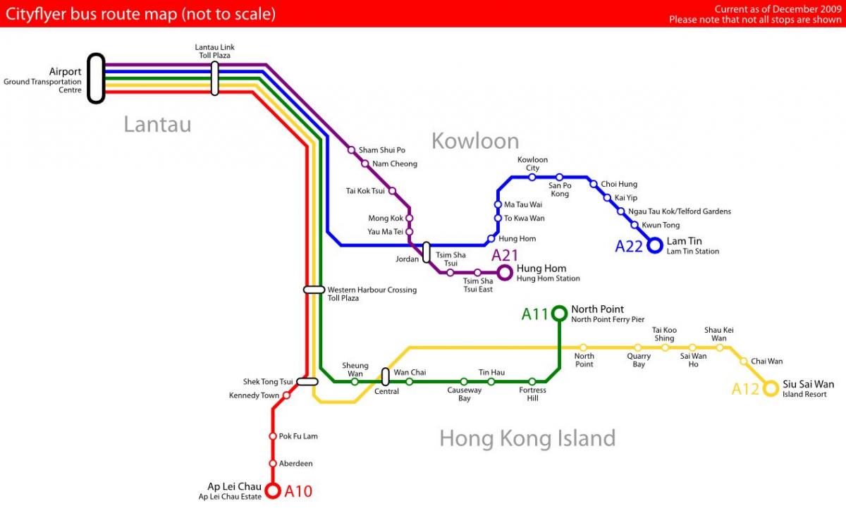 Hong kong mapa linii autobusowych
