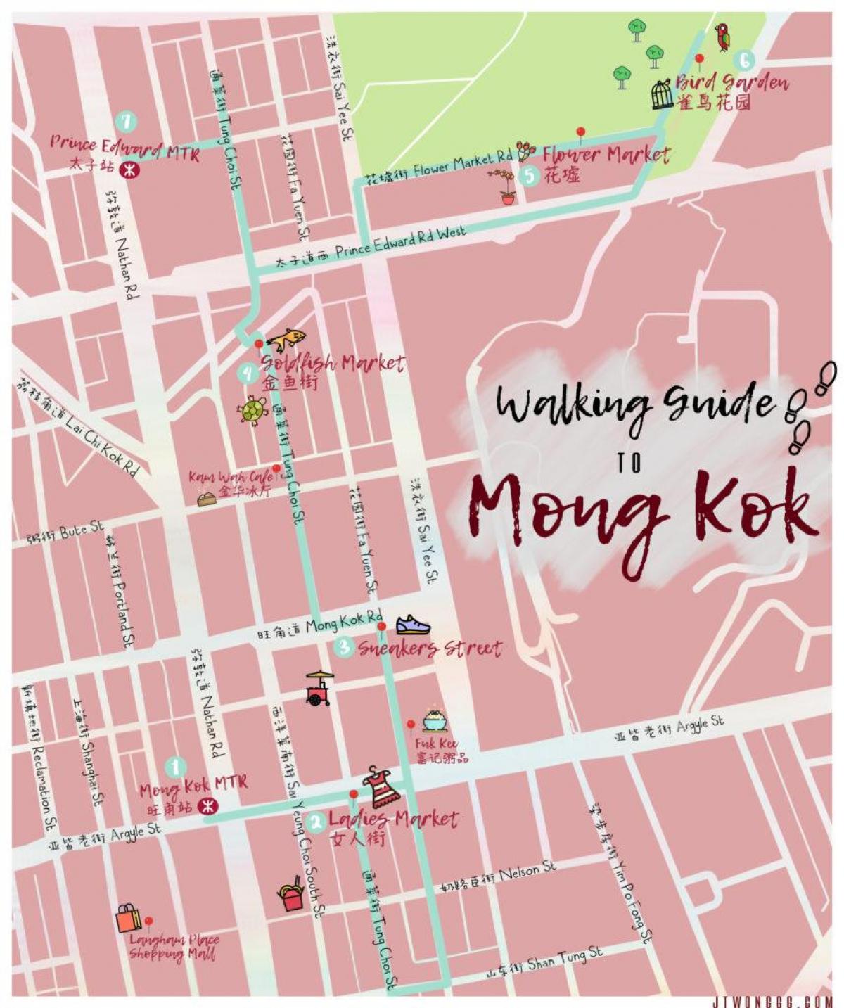mapa Mong Kok w Hongkongu