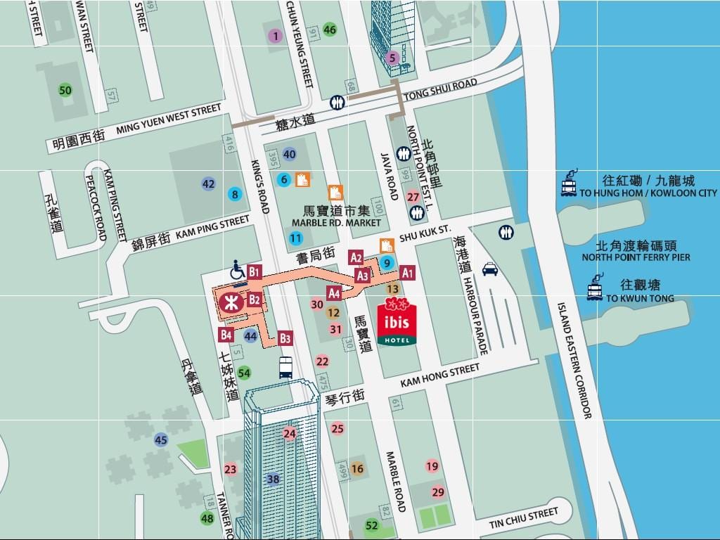 North point mapa wyjściu z dworca