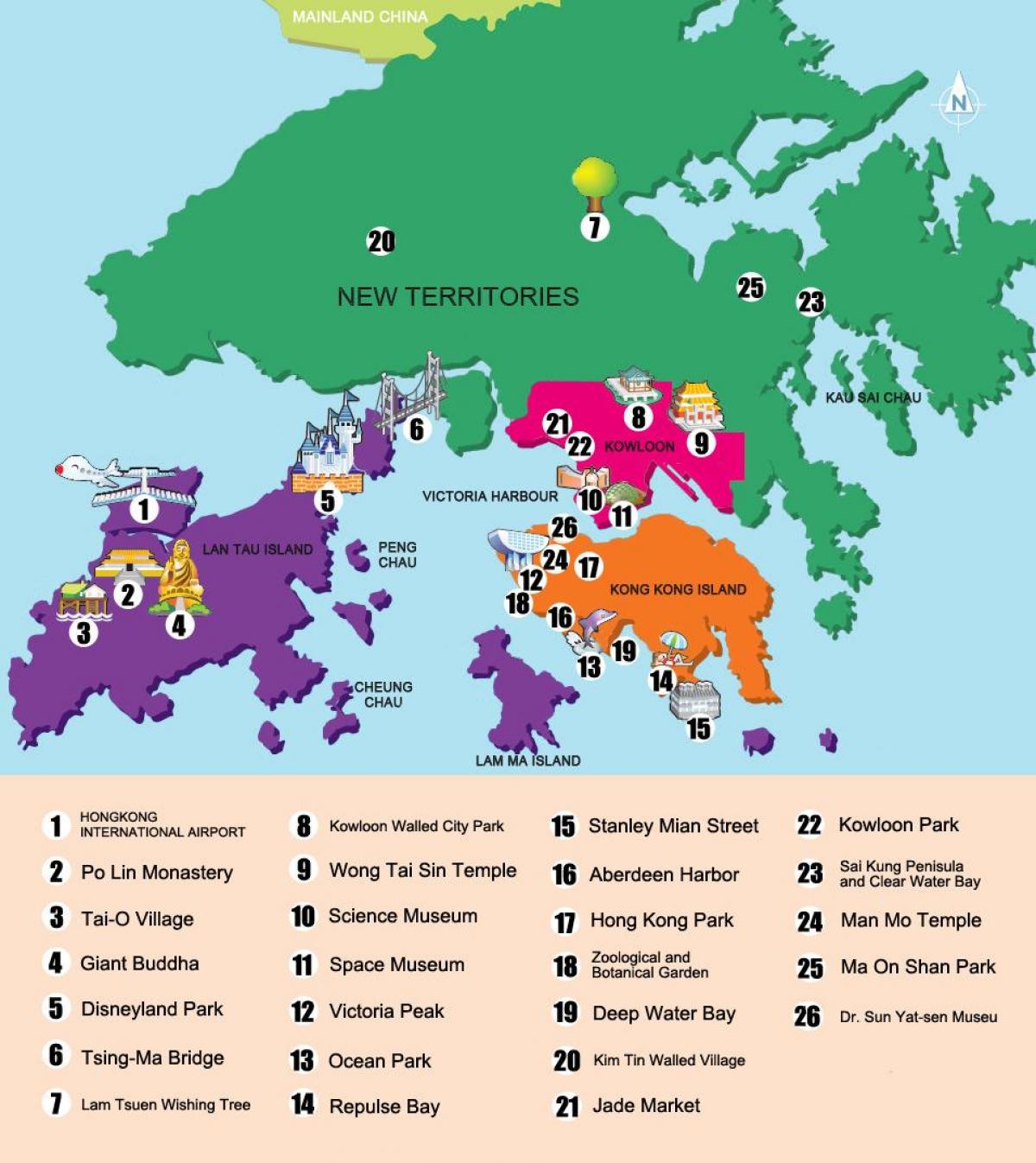 mapa nowych terytoriów w Hongkongu