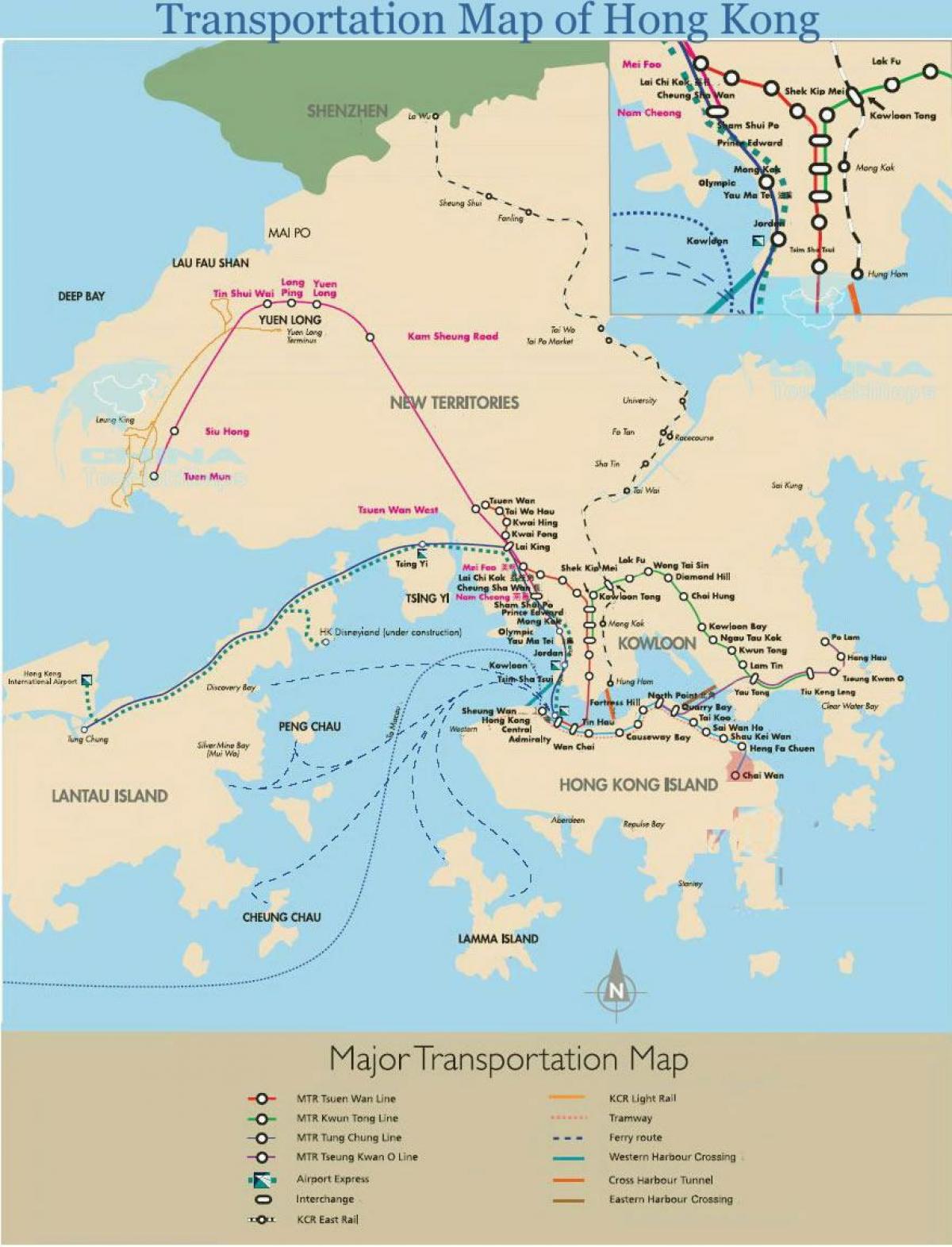 Przeprawy promowe w hong Kongu mapie