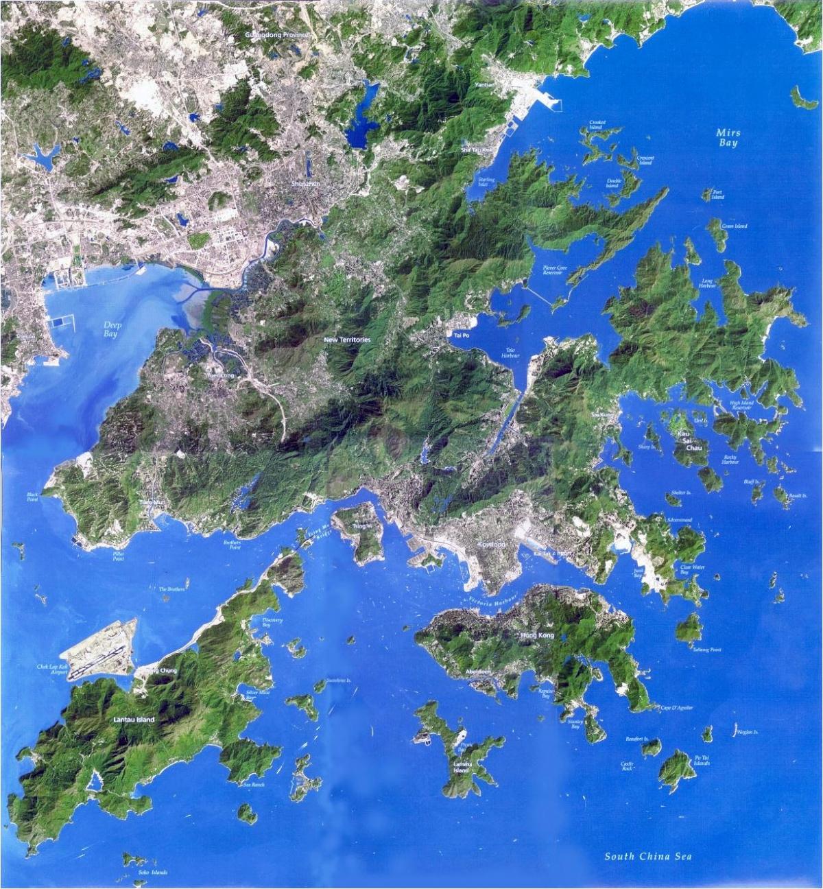 satelitarna mapa Hongkongu
