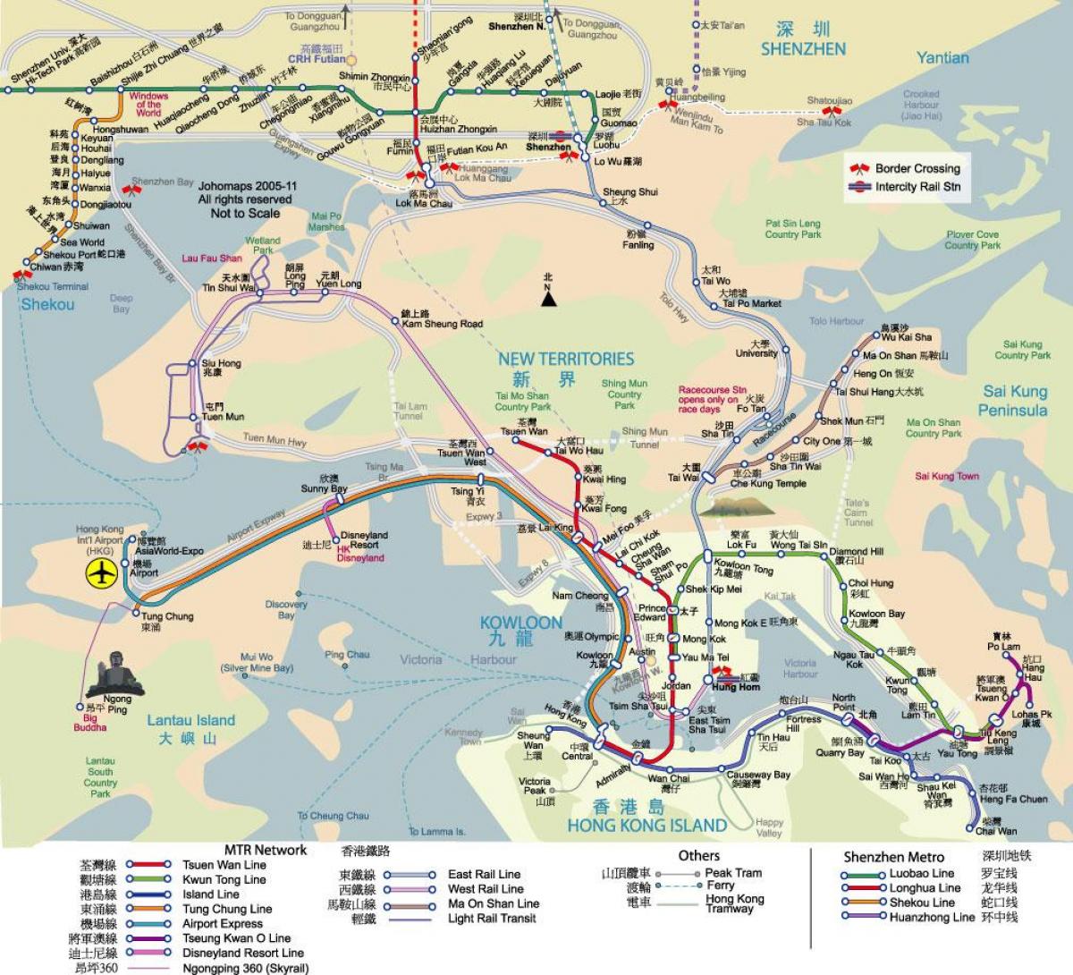 mapa Hongkongu tranzyt