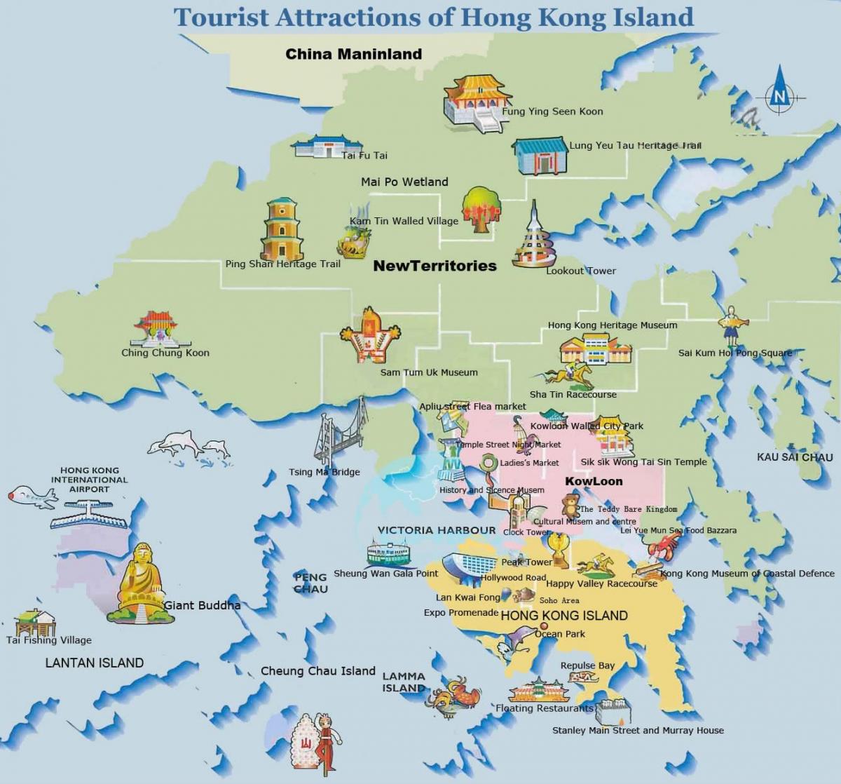 mapa turystyczna w Hongkongu