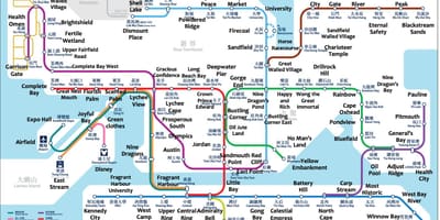 Stacja metra mapie Hongkongu