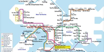 Mapa metra w Hongkongu